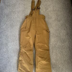 Pulse Unisex Kids Size Large (7) Khaki Snow Bibs Pants Overalls Pockets